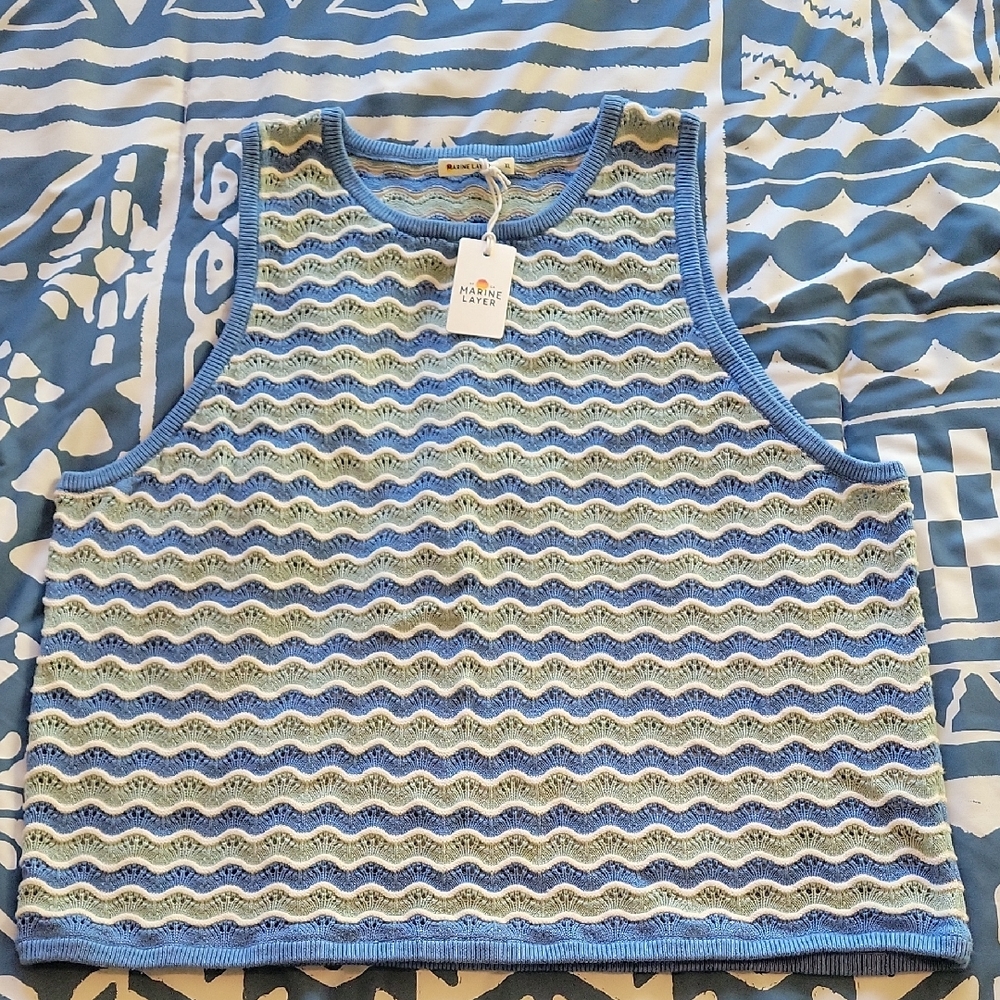 Marine Layer Multicolor Wave Pattern Knitt Tank T… - image 1